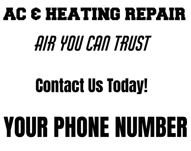 Service-first HVAC yard sign example with the service name leading the message
