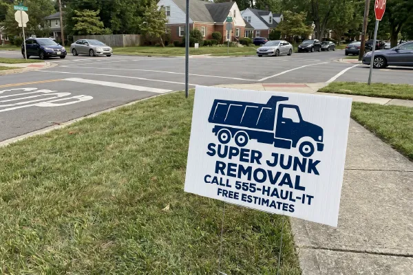 Junk removal sign