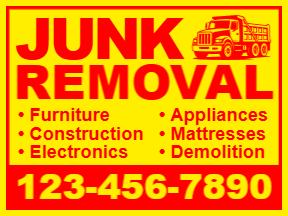 Junk Removal Yellow Yard Sign Template 03
